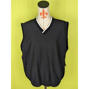 VERTICAL Men's L Golf Vest Pullover Black White Mesh Lined Zipped Pockets